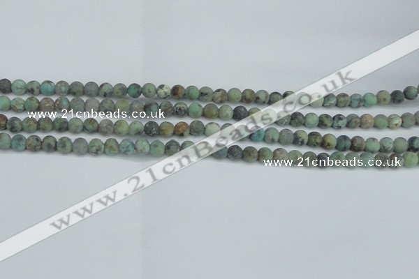 CTU562 15.5 inches 4mm round matte african turquoise beads