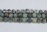 CTU567 15.5 inches 14mm round matte african turquoise beads