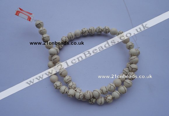 CTU67 15.5 inches 4mm round white turquoise strand beads Wholesale
