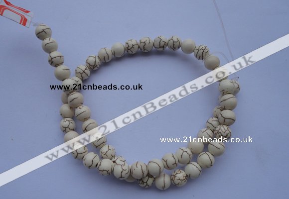 CTU68 15.5 inches 6mm round white turquoise strand beads Wholesale