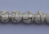 CTU69 15.5 inches 12mm round white turquoise strand beads Wholesale