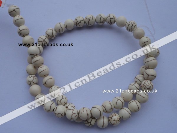 CTU69 15.5 inches 12mm round white turquoise strand beads Wholesale