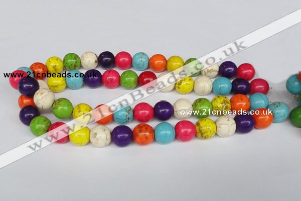 CTU704 15.5 inches 14mm round dyed turquoise beads wholesale