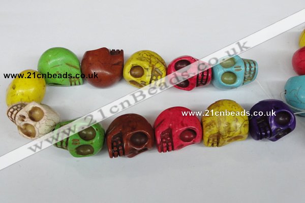 CTU714 15.5 inches 24*29*30mm skull dyed turquoise beads wholesale