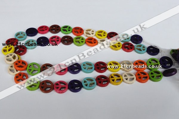 CTU721 15.5 inches 15mm coin dyed turquoise beads wholesale