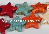 CTU727 15.5 inches 20*20mm star dyed turquoise beads wholesale