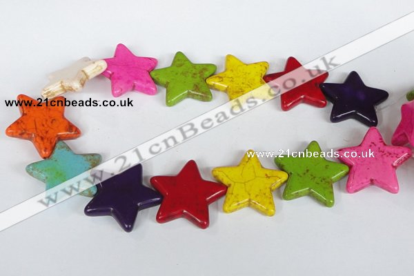 CTU730 15.5 inches 35*35mm star dyed turquoise beads wholesale