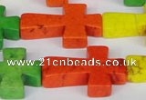 CTU735 15.5 inches 20*30mm cross dyed turquoise beads wholesale