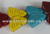 CTU738 15.5 inches 20*27mm butterfly dyed turquoise beads wholesale