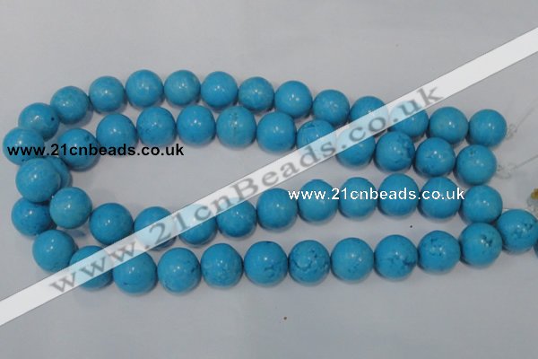 CTU826 15.5 inches 16mm round dyed turquoise beads wholesale