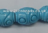 CTU886 15.5 inches 20*26mm carved rice dyed turquoise beads