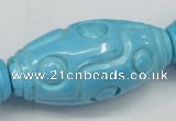 CTU887 15.5 inches 25*50mm carved rice dyed turquoise beads