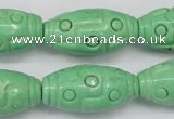CTU888 15.5 inches 15*30mm carved rice dyed turquoise beads