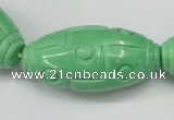 CTU889 15.5 inches 20*40mm carved rice dyed turquoise beads