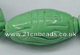 CTU890 15.5 inches 25*50mm carved rice dyed turquoise beads