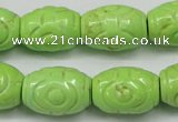 CTU891 15.5 inches 14*20mm carved rice dyed turquoise beads