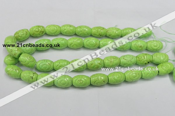 CTU891 15.5 inches 14*20mm carved rice dyed turquoise beads