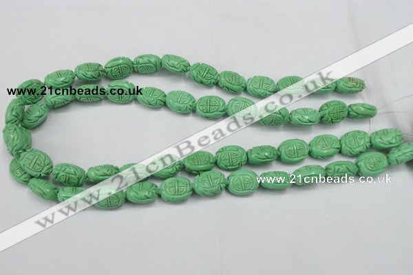 CTU896 15.5 inches 12*15mm carved oval dyed turquoise beads