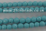 CTU910 15.5 inches 4mm faceted round synthetic turquoise beads