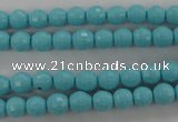 CTU911 15.5 inches 6mm faceted round synthetic turquoise beads