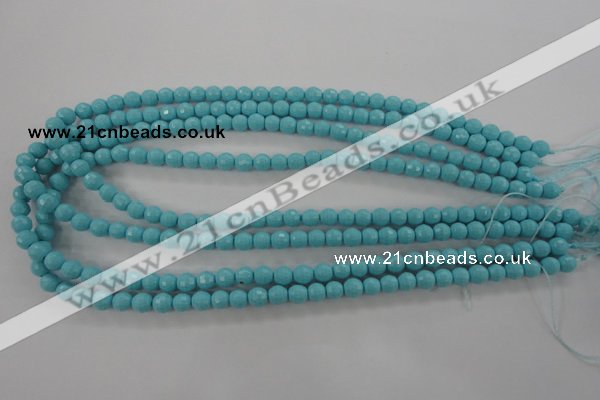 CTU911 15.5 inches 6mm faceted round synthetic turquoise beads