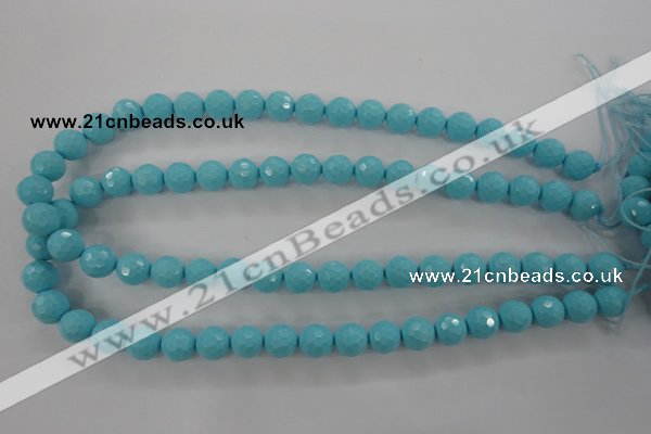 CTU913 15.5 inches 10mm faceted round synthetic turquoise beads