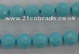 CTU914 15.5 inches 12mm faceted round synthetic turquoise beads