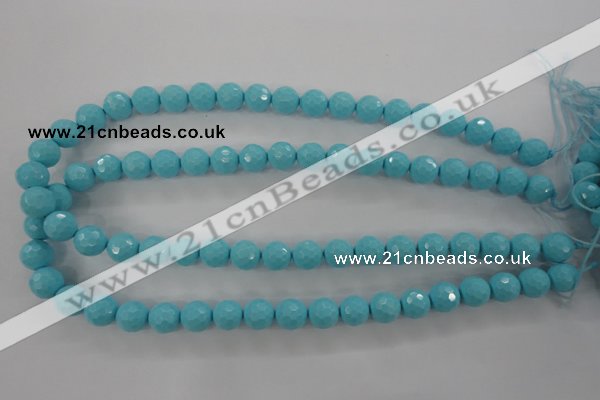 CTU914 15.5 inches 12mm faceted round synthetic turquoise beads