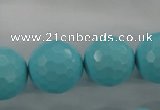 CTU915 15.5 inches 14mm faceted round synthetic turquoise beads