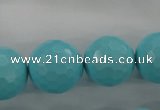 CTU916 15.5 inches 16mm faceted round synthetic turquoise beads