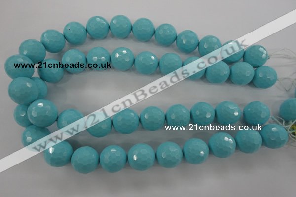 CTU916 15.5 inches 16mm faceted round synthetic turquoise beads