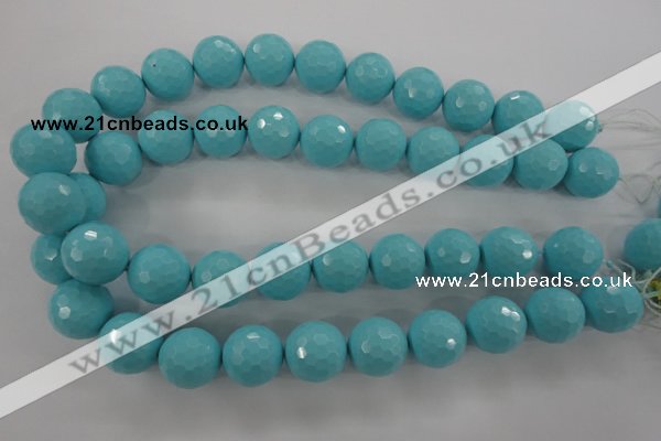 CTU917 15.5 inches 18mm faceted round synthetic turquoise beads