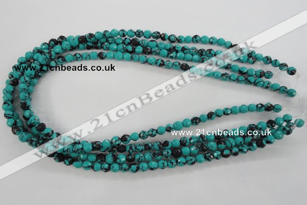 CTU931 15.5 inches 6mm faceted round synthetic turquoise beads