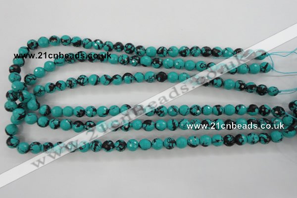 CTU932 15.5 inches 8mm faceted round synthetic turquoise beads