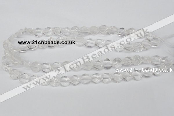 CTW01 15.5 inches 12mm twisted coin white crystal beads wholesale