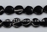CTW03 15.5 inches 12mm twisted coin black agate beads wholesale