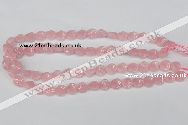 CTW04 15.5 inches 12mm twisted coin rose quartz beads wholesale