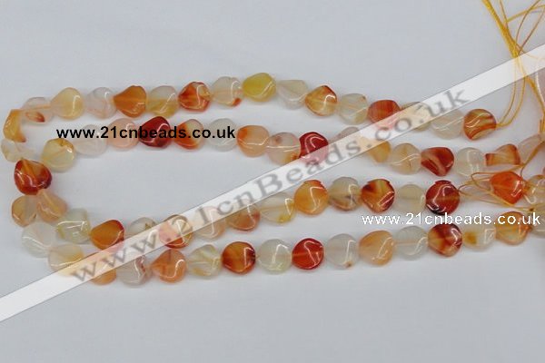 CTW05 15.5 inches 12mm twisted coin agate gemstone beads wholesale