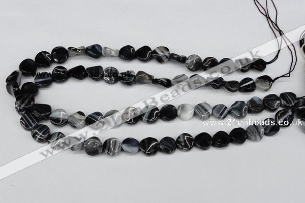 CTW09 15.5 inches 12mm twisted coin botswana agate beads wholesale