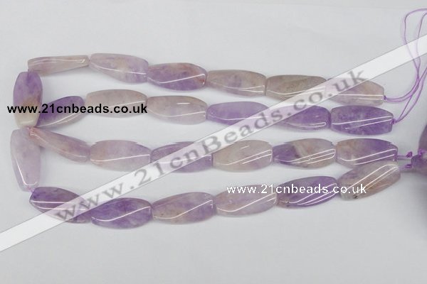 CTW100 15.5 inches 15*30mm twisted rectangle lavender amethyst beads