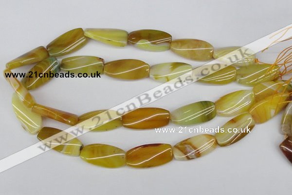 CTW101 15.5 inches 15*30mm twisted rectangle agate beads wholesale