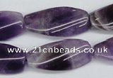 CTW102  15.5 inches 15*30mm twisted rectangle amethyst beads