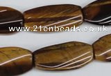 CTW103 15.5 inches 15*30mm twisted rectangle tiger eye beads