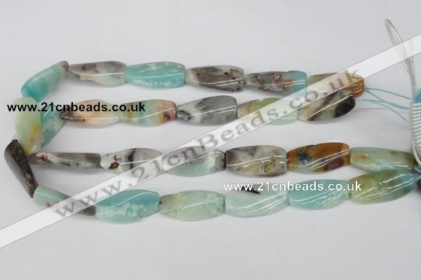 CTW104 15.5 inches 15*30mm twisted rectangle amazonite beads