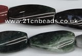 CTW105  15.5 inches 15*30mm twisted rectangle moss agate beads