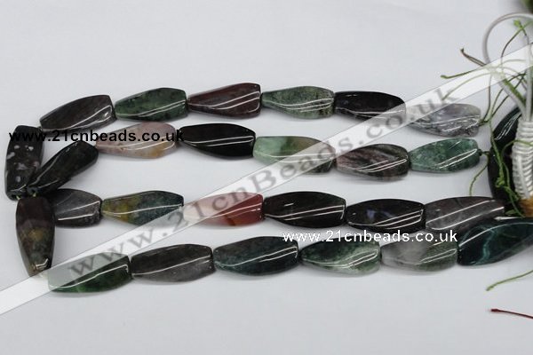 CTW105  15.5 inches 15*30mm twisted rectangle moss agate beads