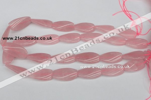 CTW106 15.5 inches 15*30mm twisted rectangle rose quartz beads