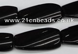 CTW108 15.5 inches 15*30mm twisted rectangle black agate beads