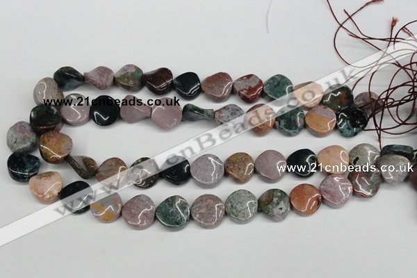 CTW11 15.5 inches 16mm twisted coin Indian agate beads wholesale