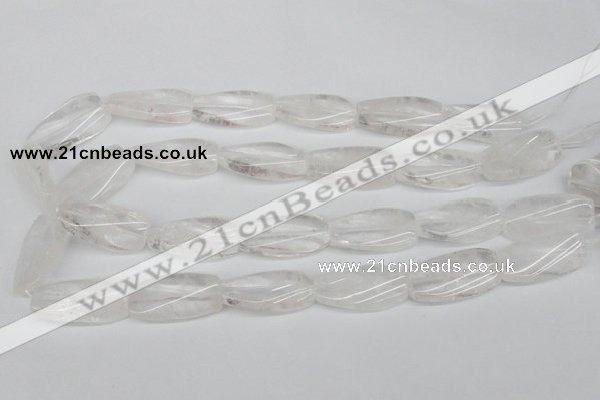 CTW110 15.5 inches 15*30mm twisted rectangle white crystal beads